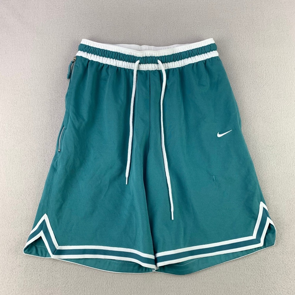 Nike Dri-FIT Basketball Shorts Women Medium Green Athletic Mesh Zipper Pocket